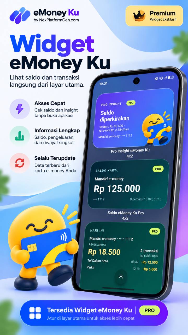 Widget saldo dan transaksi eMoney Ku