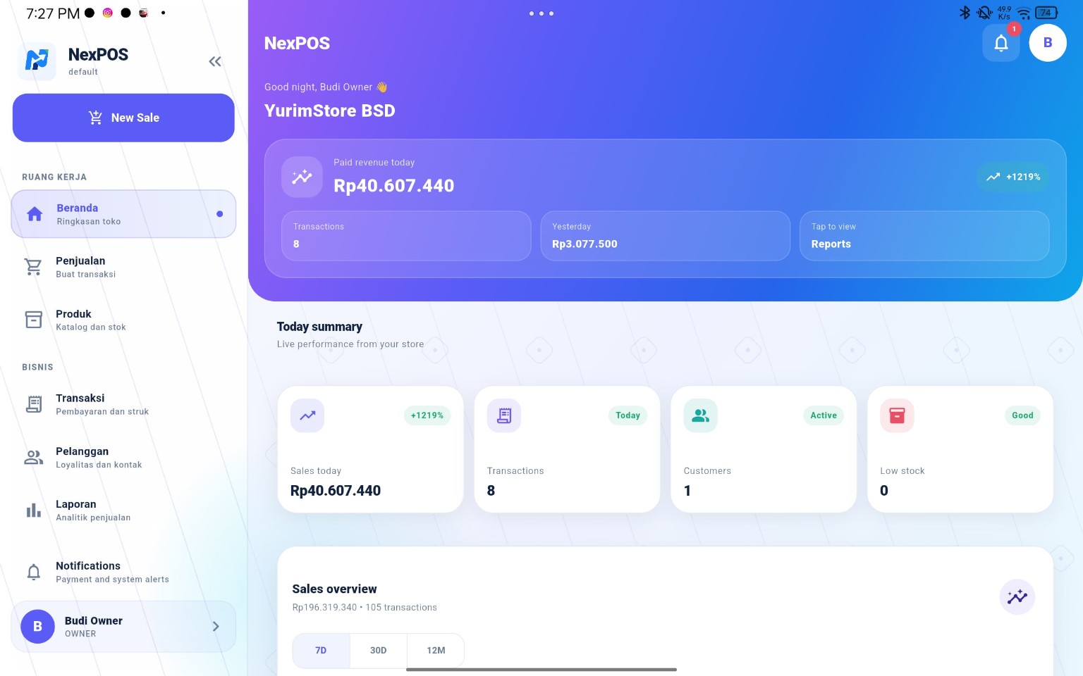 NexPOS dashboard desktop