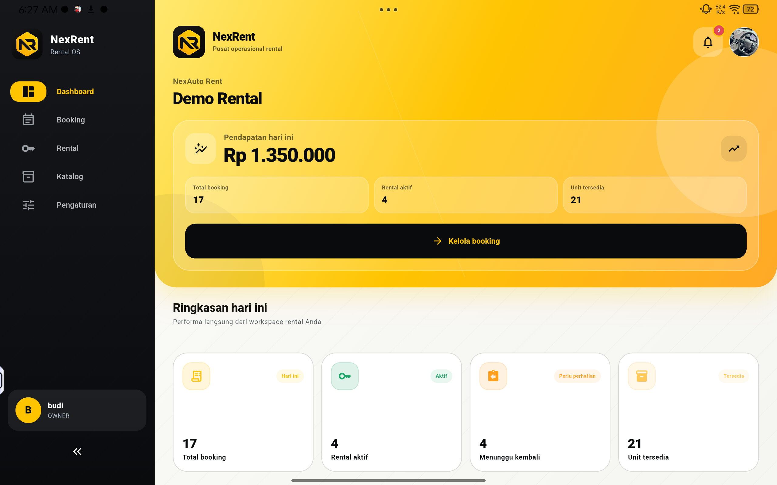 Dashboard NexRent